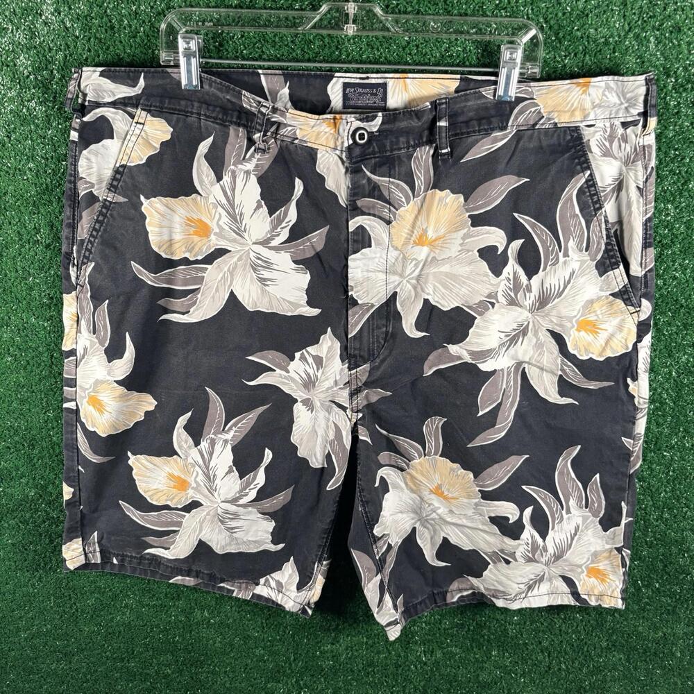 Levi's Strauss & Co. Mens Black High Rise Floral Flat Front Chino Shorts Size 42